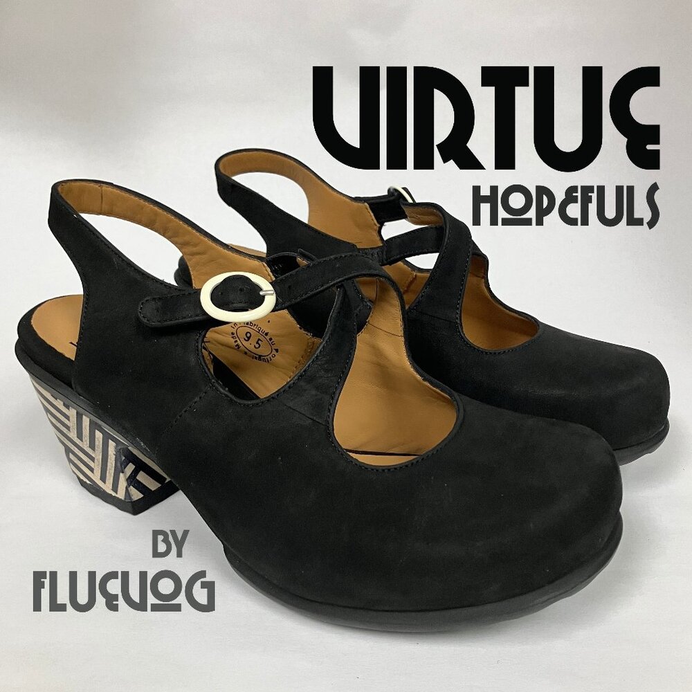 *NEW* Fluevog Hopefuls VIRTUE Slingbacks, Black, Size 9.5 (best for 8/8.5)